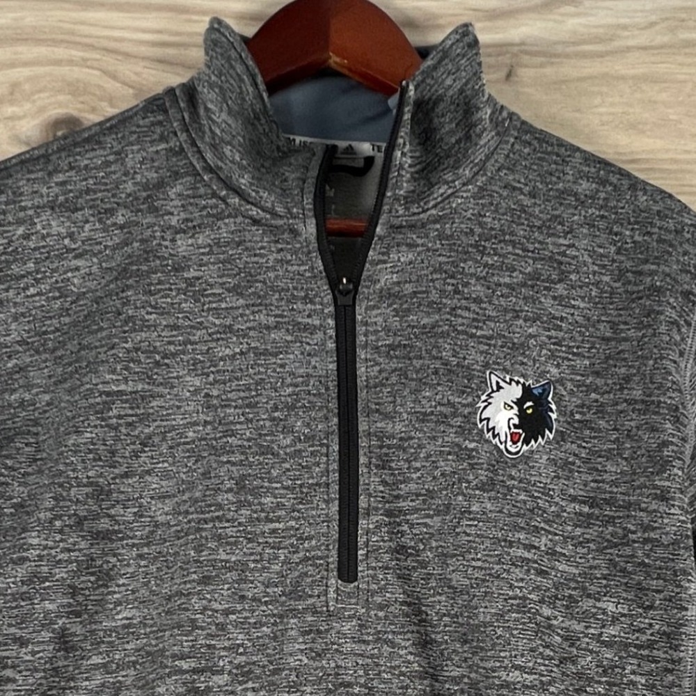 Adidas Minnesota Timberwolves Team Issue Climawarm 1/4 Zip Pullover Gray Mens L